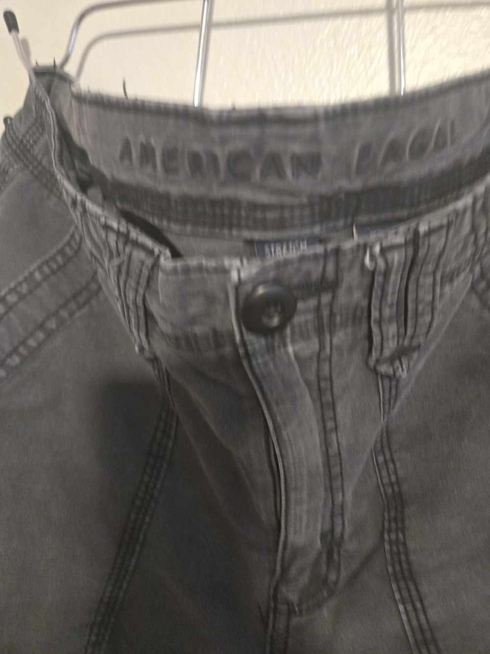 American Eagle Gray Stretch Cargo Pants Women's Size 4 Y2K Utility Wide Leg - Picture 9 of 16